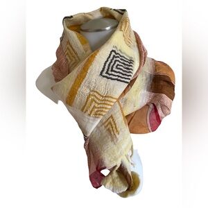 Handmade Multi-Color Felted Silk and Wool Decorative Scarf